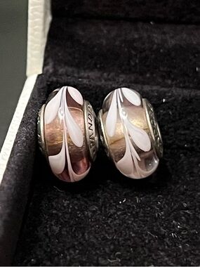 Pandora Purple and Pink Murano Glass Charm - Pair